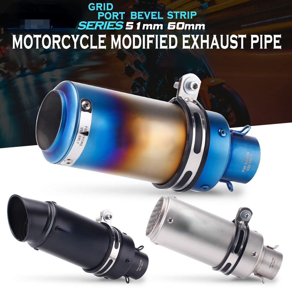 Universal 51mm 60mm motorcycle exhaust pipe suitable micropole muffler carbon fiber exhaust with DB Killer For GP-project