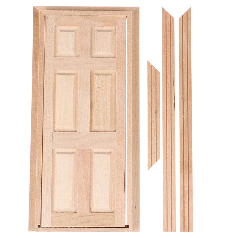 

1/12 Scale Miniature 6 Panel Interior Wooden Door DIY Dollhouse Furniture Doll House Accessories