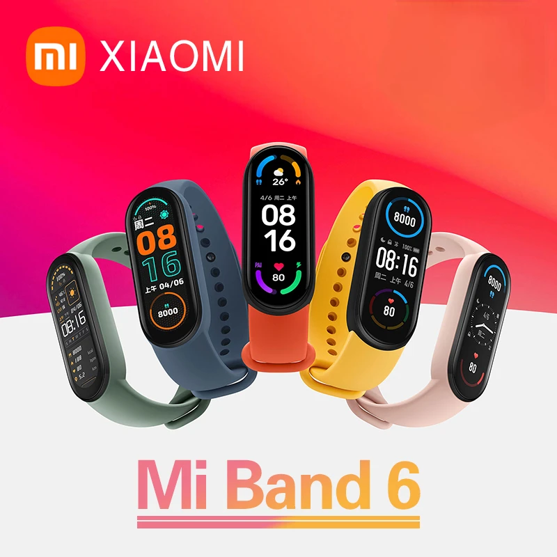 

Оригинальный водонепроницаемый смарт-браслет Xiaomi Mi Band 6 с цветным экраном 1,56 дюйма, пульсометром, оксиметром, фитнес-трекером