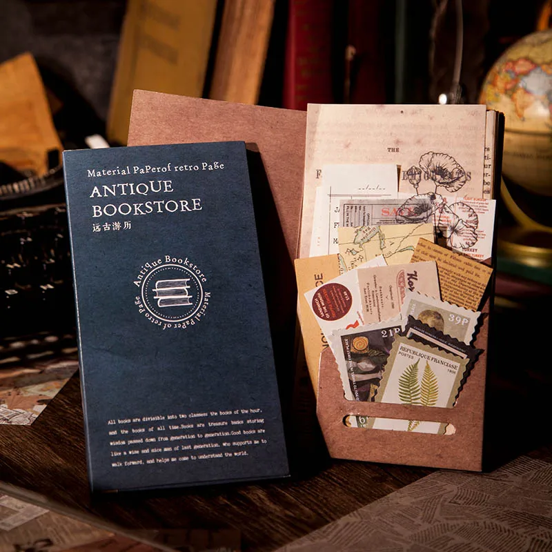 

Journamm 60pcs/pack Vintage Materials Paper Scrapbooking Decorative Supplies Bullet Journaling DIY Photo Album Stationery Paper