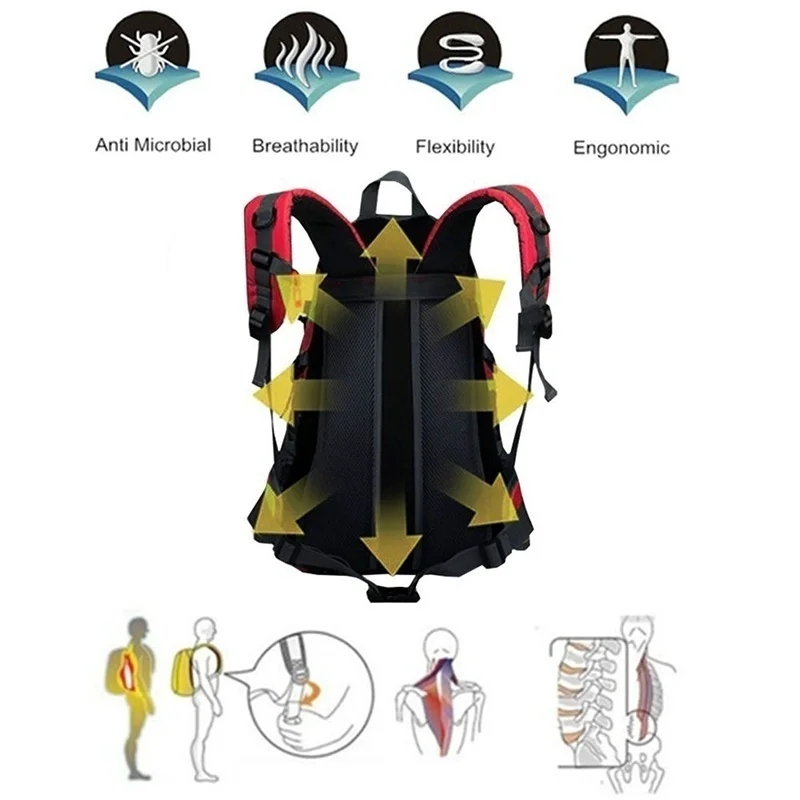40L Outdoor Travel Backpack Sports Bag Camping Backpack Hiking Rucksack Students Backpack Water Resistant Hiking Bag Men Women