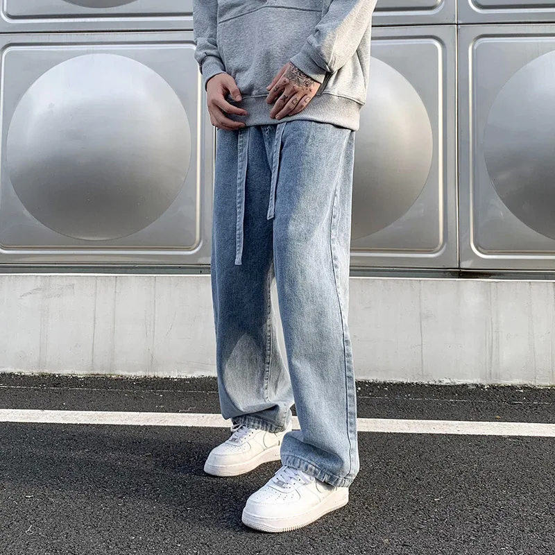 Men's Jeans Y2k Trend Retro Washed Loose Wide-leg Pants Solid Color Loose Casual Harajuku Fashion Streetwear Pants штаны мужские