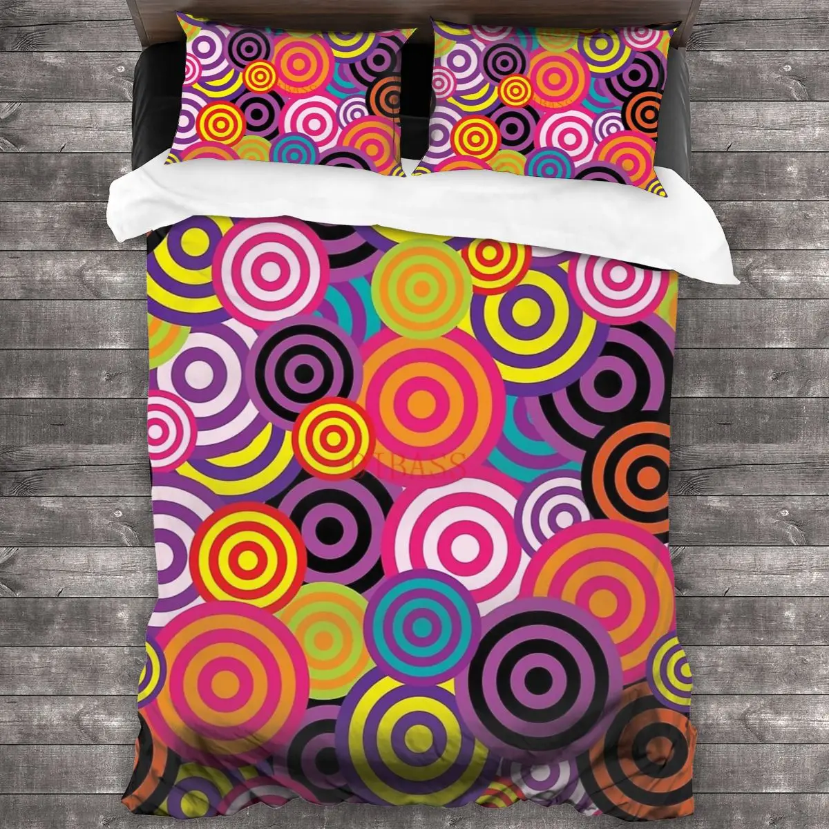 

Hippie 60s 70s Psychedelic Bohemian Circles Soft Microfiber Comforter Set with 2 Pillowcase, Quilt Cover With Zipper