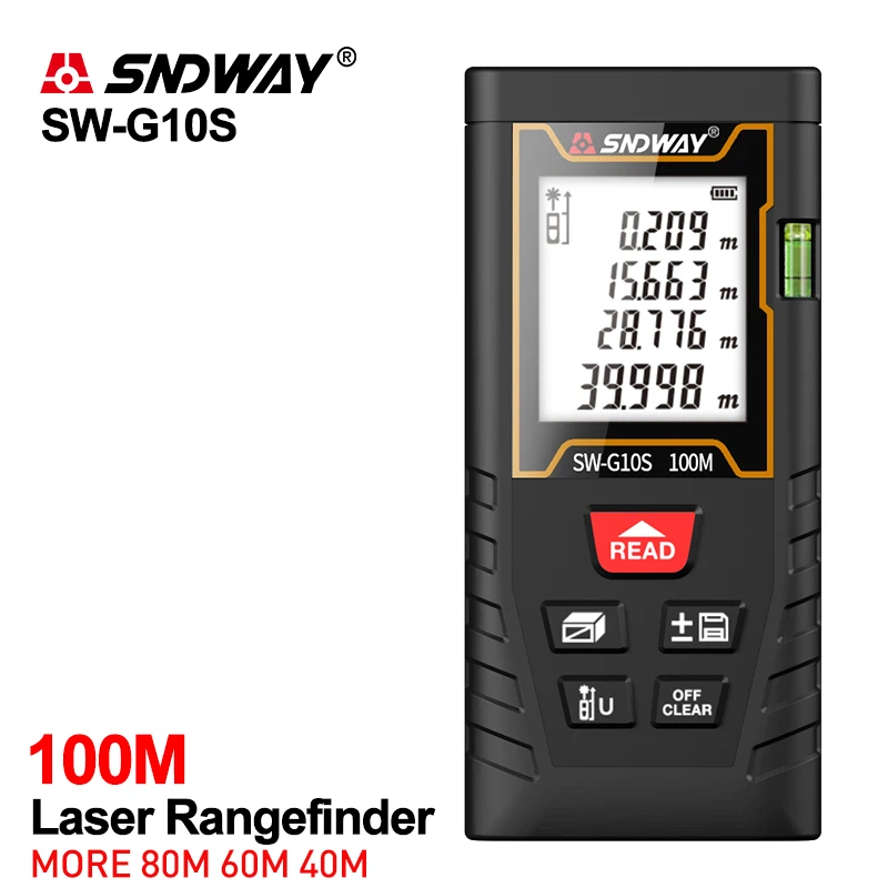 

SNDWAY Laser Rangefinder Red Line Laser Distance Meter Measure Tape Laser Digital Handheld Tool Device SW-G4S Laser Range Finder