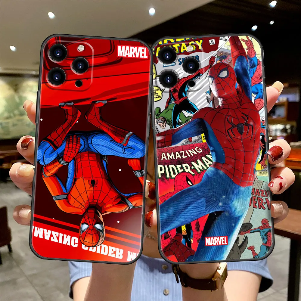 

Silicone Protection Spiderman Paper Marvel Celular Soft Case for Apple iPhone 8 Plus XS XR 7 SE 11 12 13 Pro Max 13pro iPhon 6