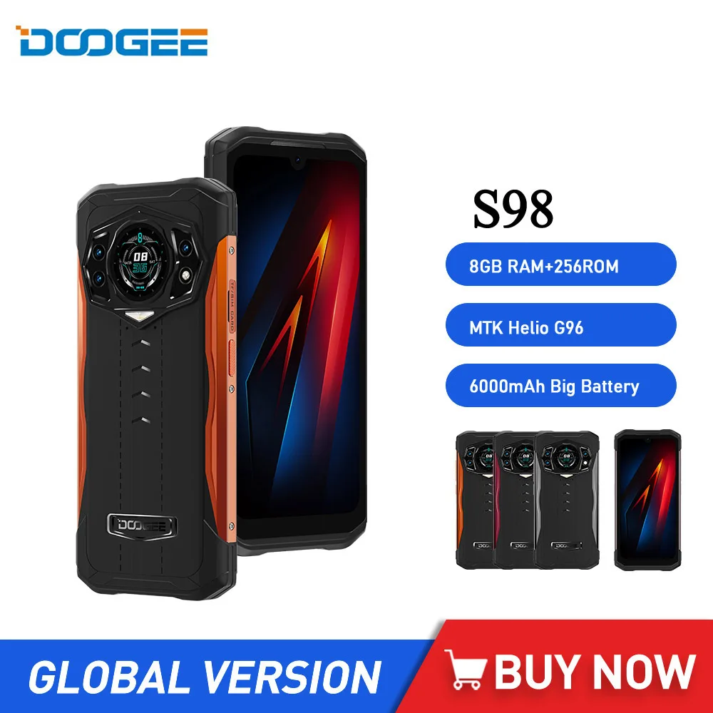 

DOOGEE S98 Rugged Smartphone 8GB 256GB Octa Core 6.3 Inch Display Rear 64MP Camera 6000mAh NFC Cellphone Android 12 Mobile Phone