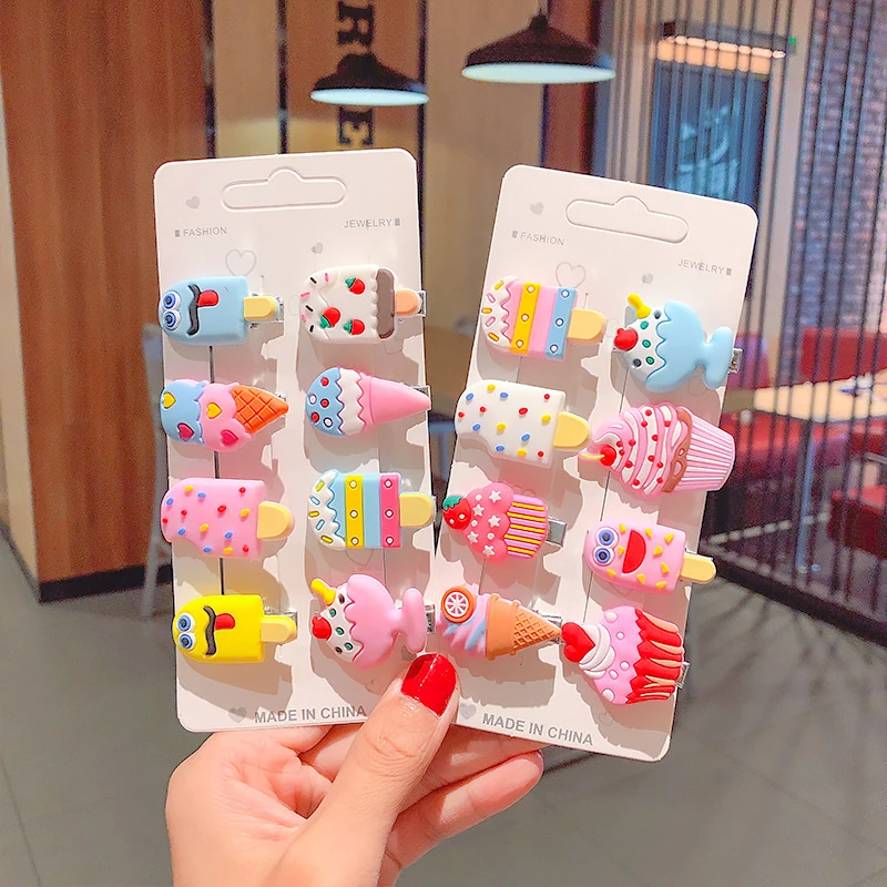 

10/5pcs Children Rainbow Ice Cream Hair Clip Girls Hair Accessories Baby Clip Cute Fashion Baby Hairpin Colorful