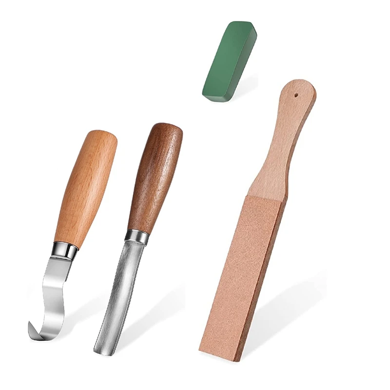4 Pieces Wood Carving Tools Kit, Spoon Carving Hook Knives With Wood Carving Gouge Chisel Bowl Scoop Carving Set