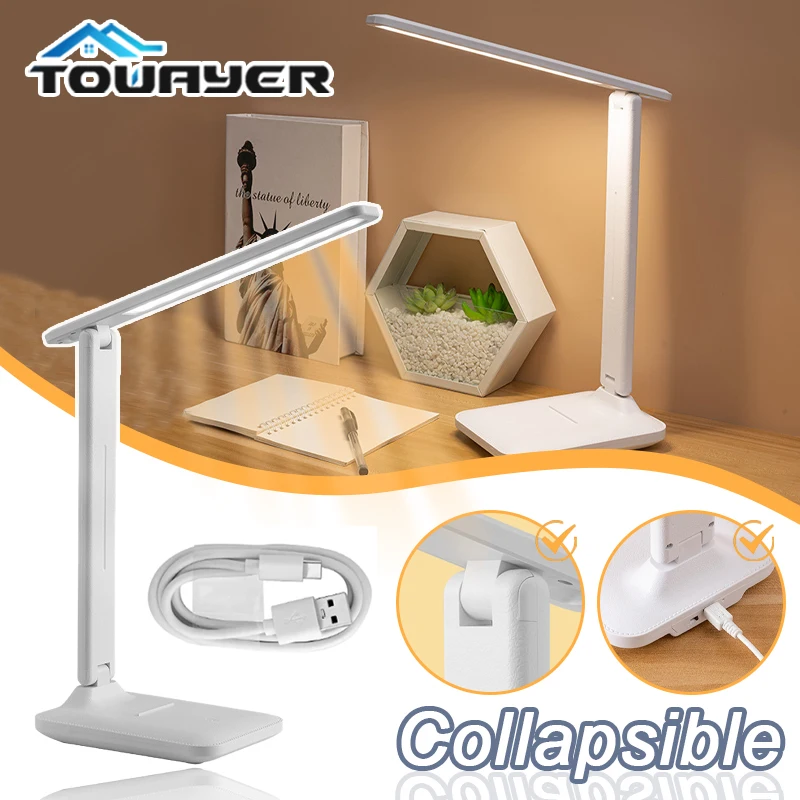 

LED Table Lamp Eyes Protection Touch Dimmable Folding Table Lamp Student Dormitory Bedroom Reading USB Charging LED Table Lamp