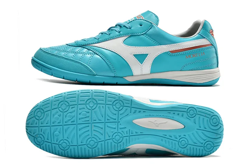 Authentic Mizuno Creation MORELIA IC M8 Men's Sports Shoes Mizuno Outdoor Sneakers Aqua/White Color Size Eur 40-45
