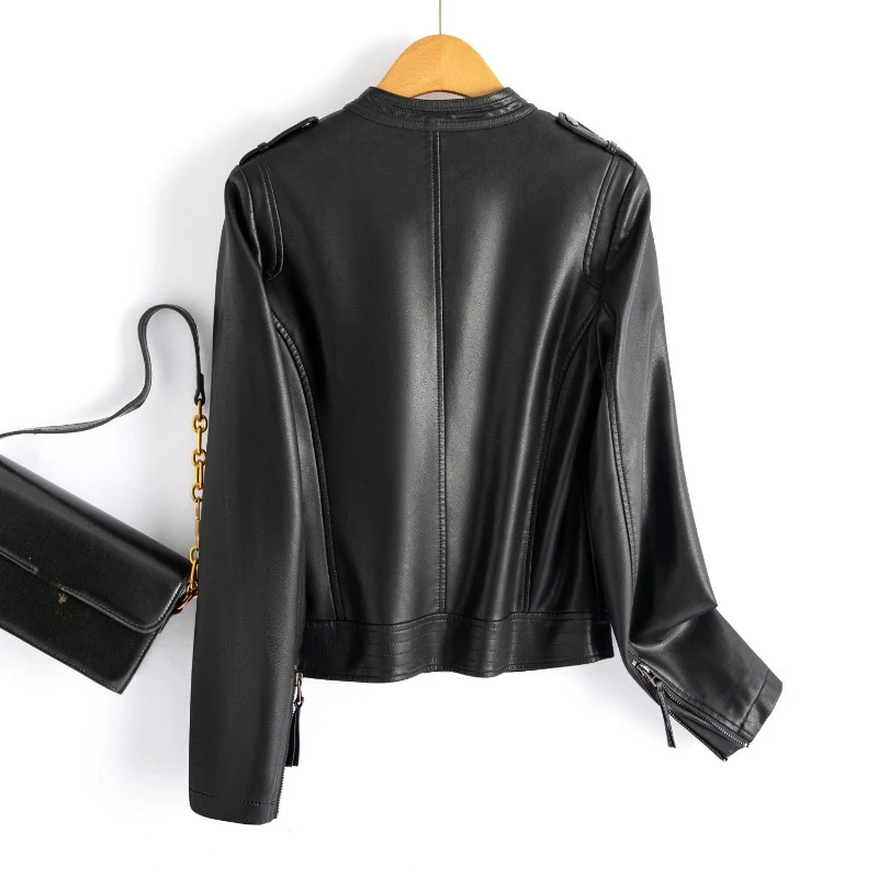 Новое кожаное облегающее платье женская короткая весенне-осенняя узкая кожаная