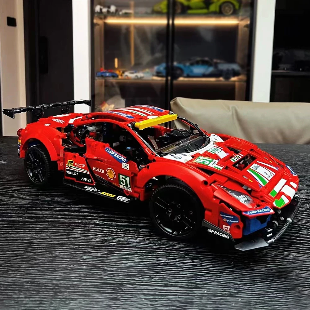 

High Tech 488 Classic Super sports car Racing Car 42125 MOC Technical Modular Building Blocks Bricks Model Boy Toys 1677PCS