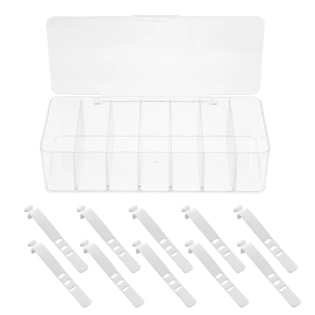 

Data Cable Storage Multi-grid Box Headphones Stand Desk Management Plastic Lid Wired Earphone Cord Organizing