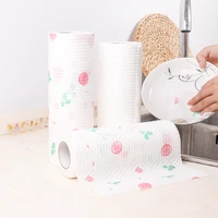 50 piecesrolls disposable reusable kitchen lazy rags washable absorbent non woven paper wet and dry dish cloth random pattern