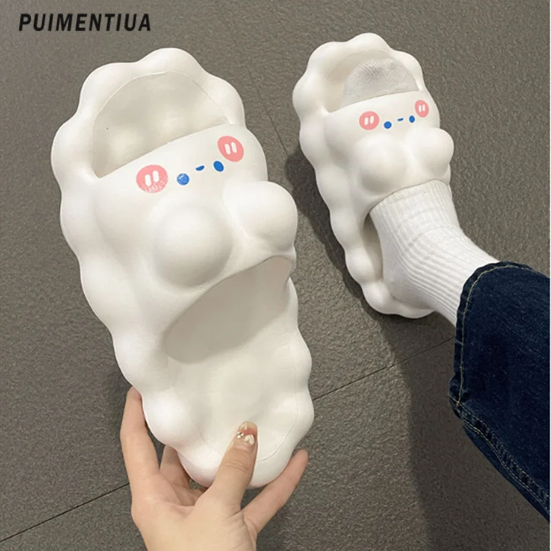 

Шлепанцы женские для дома, мягкие сандалии на толстой платформе, Нескользящие, тапки для ванной комнаты, летние Тапочки