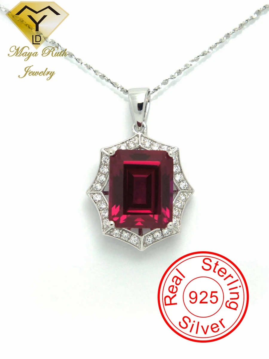 

Created Ruby Gemstone Pendant 925 Sterling Silver Party For Women Anniversary Gifts Red Vintage Necklace Gothic Female