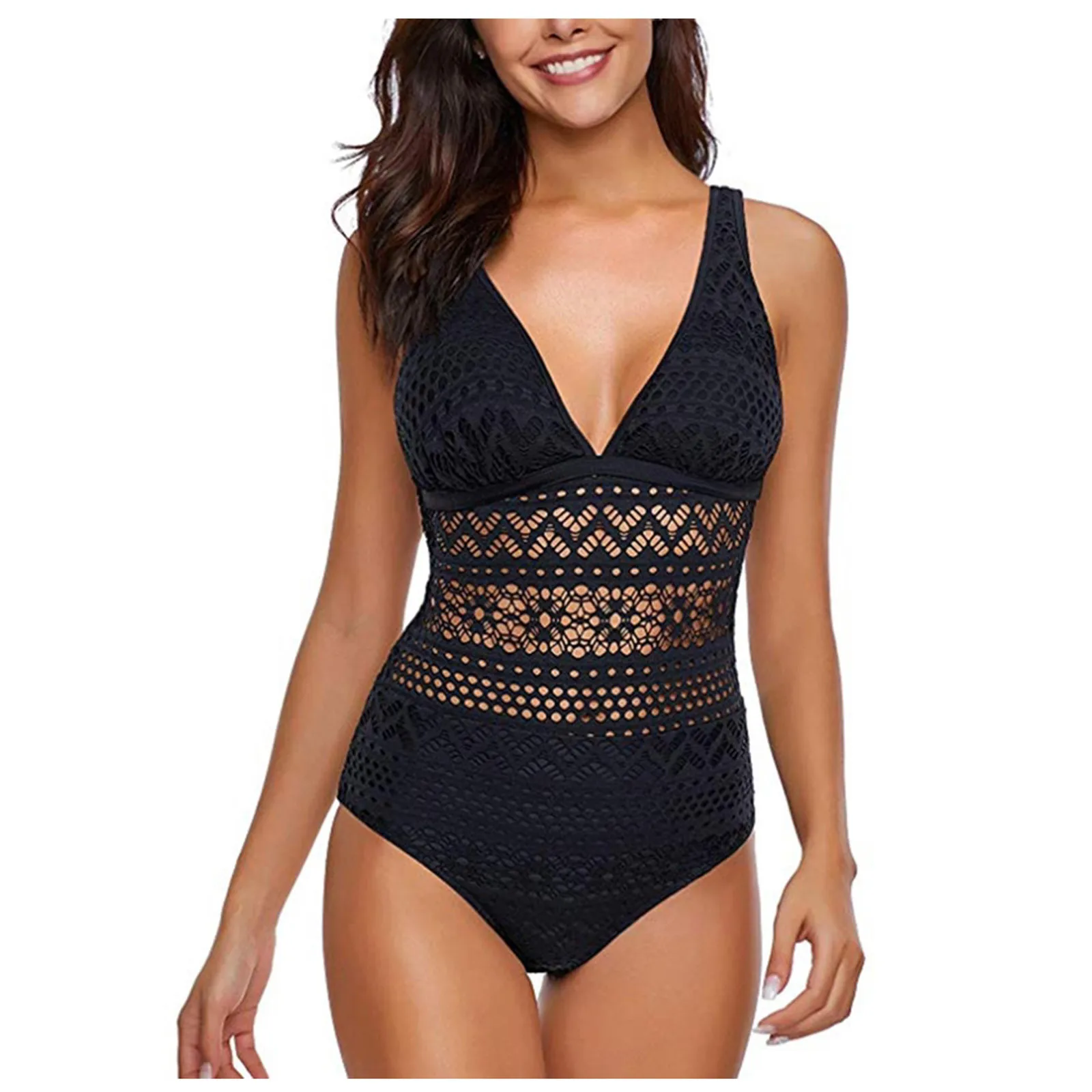 

Black Mesh Hollow Lace Sexy Bikini Set 2022 Two Pieces Suit Solid Women's Swimsuit Beach Wear Summer Swimwear Woman Beachwear
