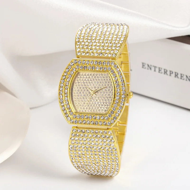 Pulseira Feminina de Ouro Relógios Topo Relógio de Moda para Mulher Diamante Perfeito Menina Relógios de Pulso Presente Namorada Relógio Muchacha Reloj