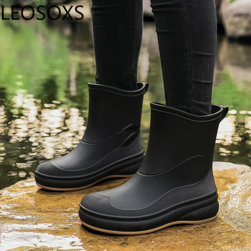 Мужские резиновые ботинки с низким верхом противоскользящая кухонная обувь