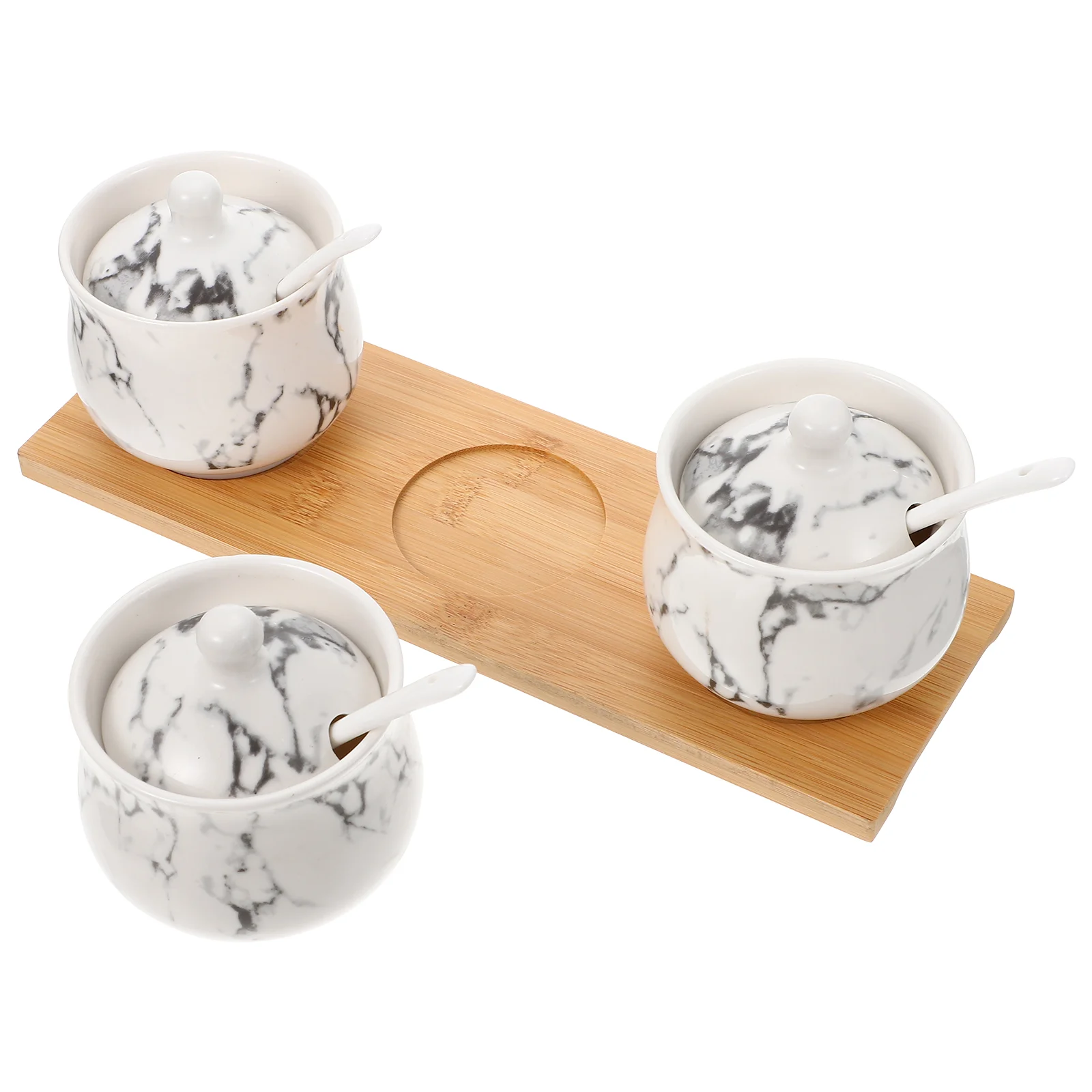 

1 set of Sugar Storage Jar Ceramic Spice Container Salt Sugar Seasoning Pot
