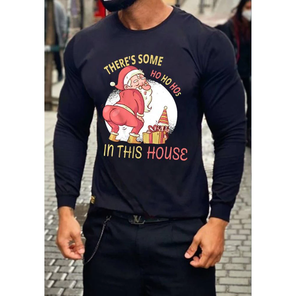 

Badassdude Cute Santa Printing Men's Casual Long Sleeved Shirt