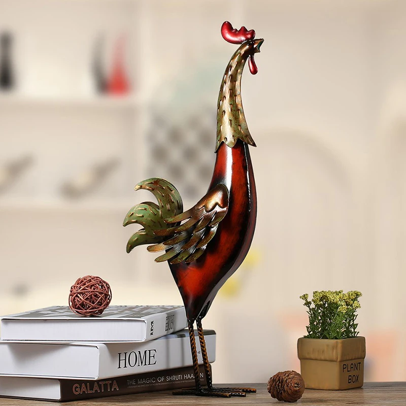 

Modern Decorative Crafts Metal Figurine Rooster Sculpture Artwork Statue Creative Home Ornaments Hot