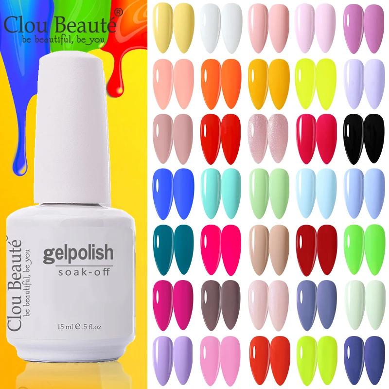 

Clou Beaute Nail Art Gel Polish Vernis Semi Permanent UV Varnish 15ml Base Top Coat Nail Glitter Glue Ongle Lakiery Hybrydowe