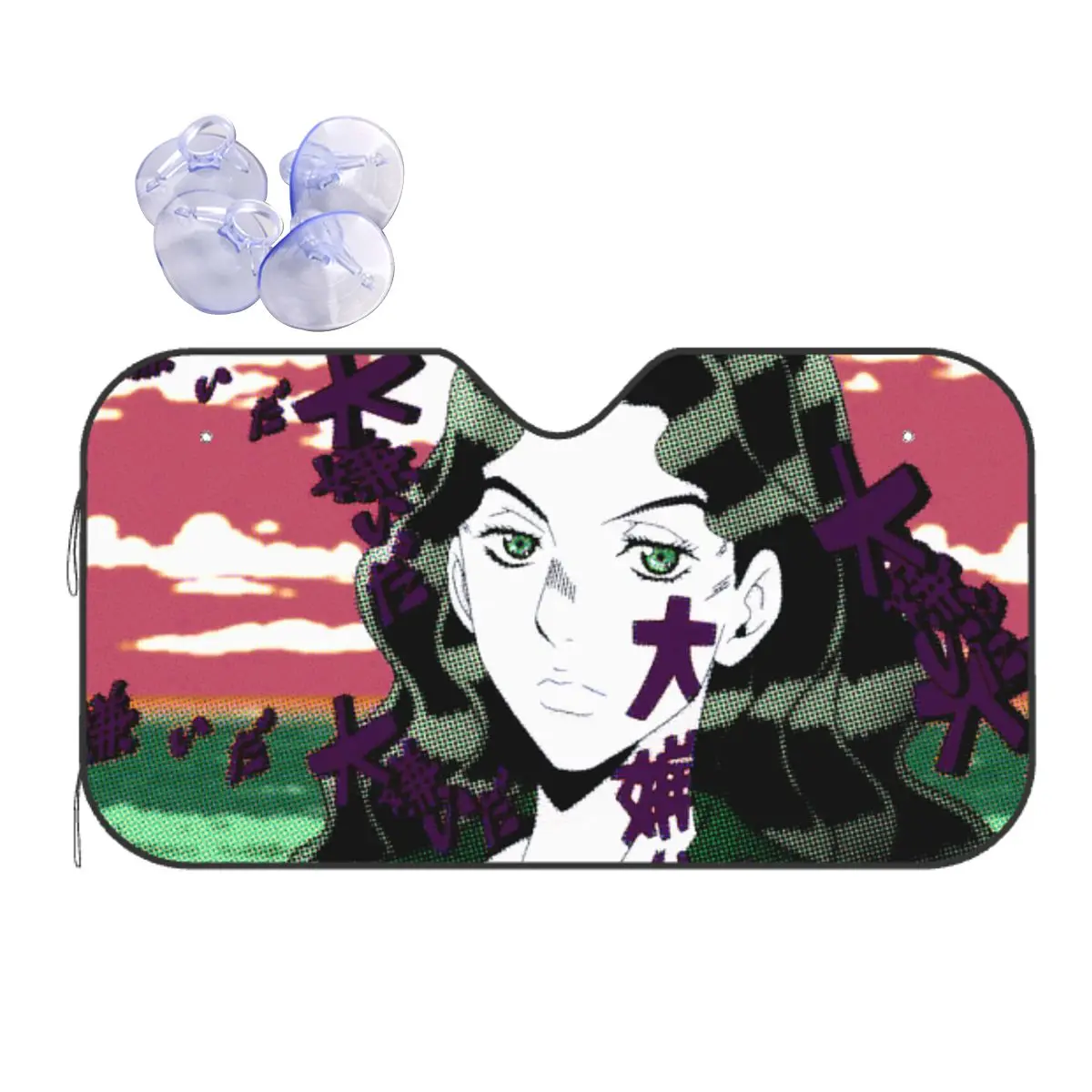 

Anime Jojos Bizarre Adventure Foldable Windshield Sunshade 70x130cm Foils Sun Visor Ice Shield Dust Protection
