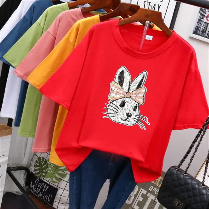 Сверкающая нашивка с блестками в виде мультяшного кролика сделай сам пришитая