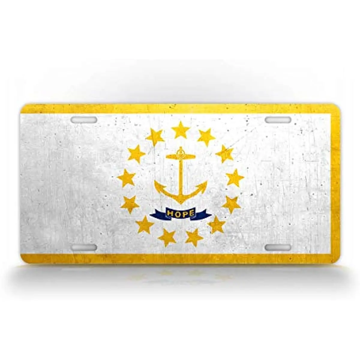 

Rhode Island Americana Weathered Metal Flag License Plate Antique RI State Flag Auto Tag-Wall Decoration Metal Wall Sign