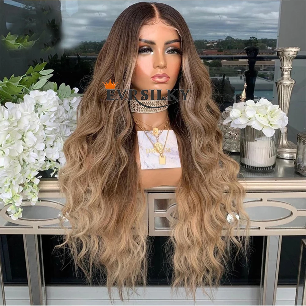 

Body Wave Ombre Dark Blonde HD 13x6 Lace Front Wigs Pre Plucked Human Hair Glueless Transparent 360 Lace Closure Wig For Women