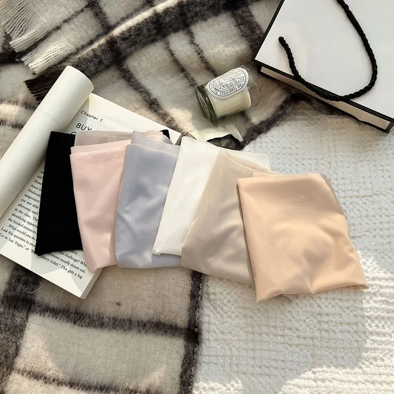 Women's Panties Ice Silk Seamless Sexy Underwear Ultra-thin Transparent Stretch Briefs High Waist Comfortable Lingerie M-XL