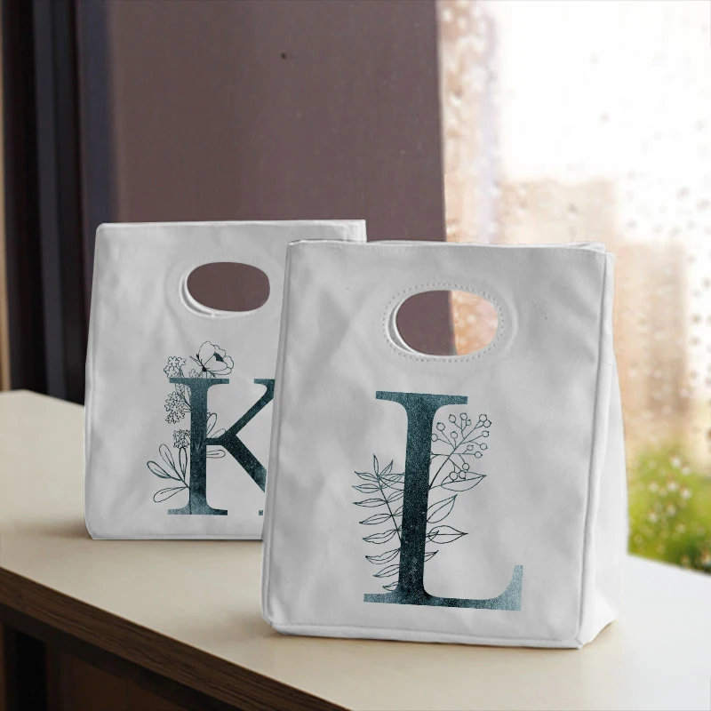

Blue Letter Canvas White Neutral Rice Bag Food Insulation Storage Bag Portable Large-capacity Portable Children's Lunch Bag