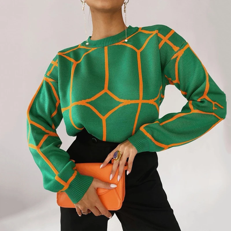 

Knitted Women's O-neck Sweater Oversize Long Sleeve Loose Ladies Pullover Jumper High Quality Autumn Winter Female Sweaters