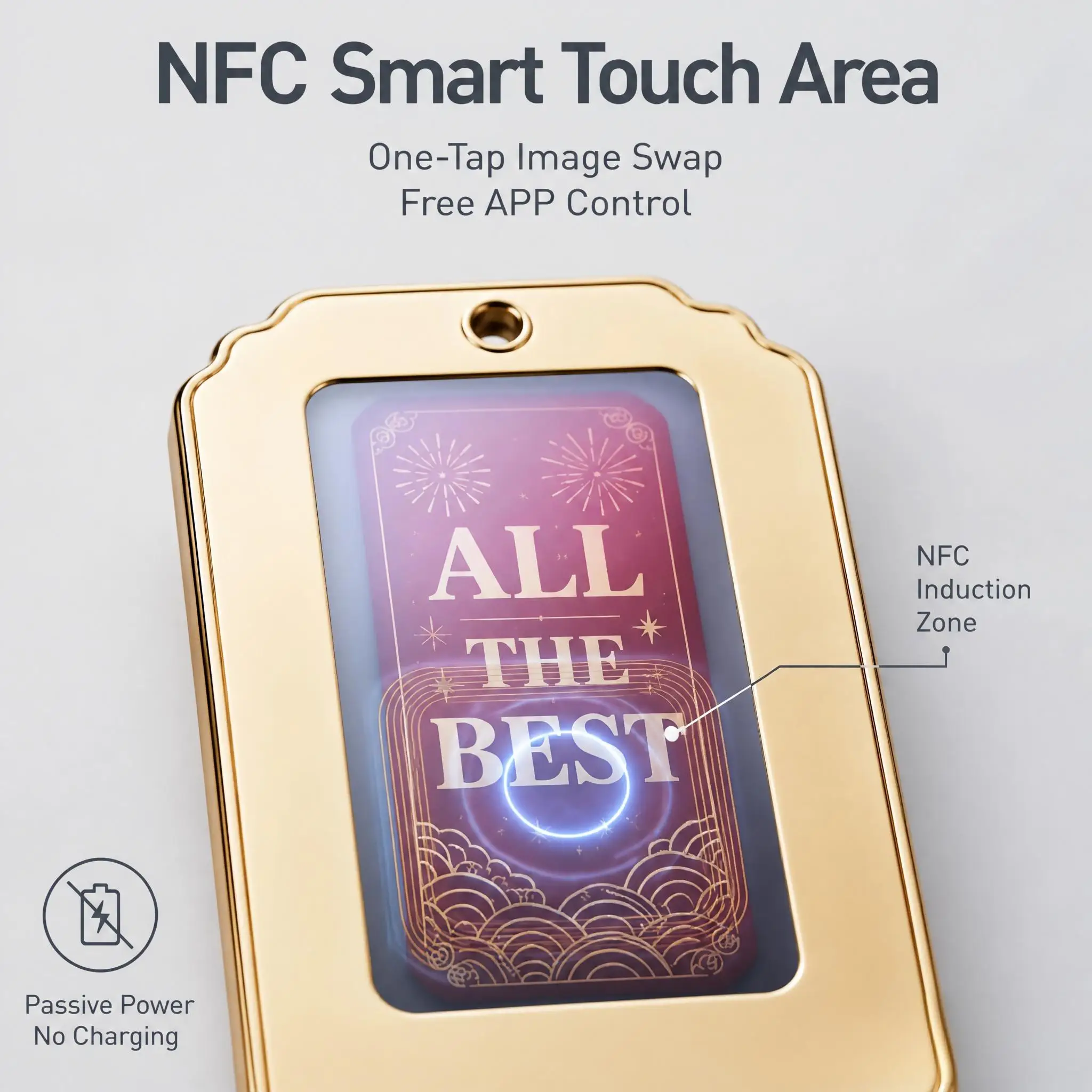 Фото Высококачественный металлический NFC E-Ink автомобильный кулон с защитой от УФ-излучения, устойчивый к царапинам и ударам, без батареек, с заменой изображения в один клик №1