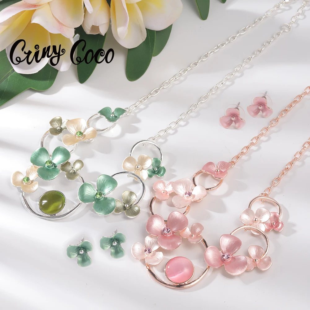 

Эмалированные ожерелья Cring Coco с цветами, Женский чокер с опалом, ювелирные изделия, модные цепочки с цветами, ожерелье для девушки, подруги, п...