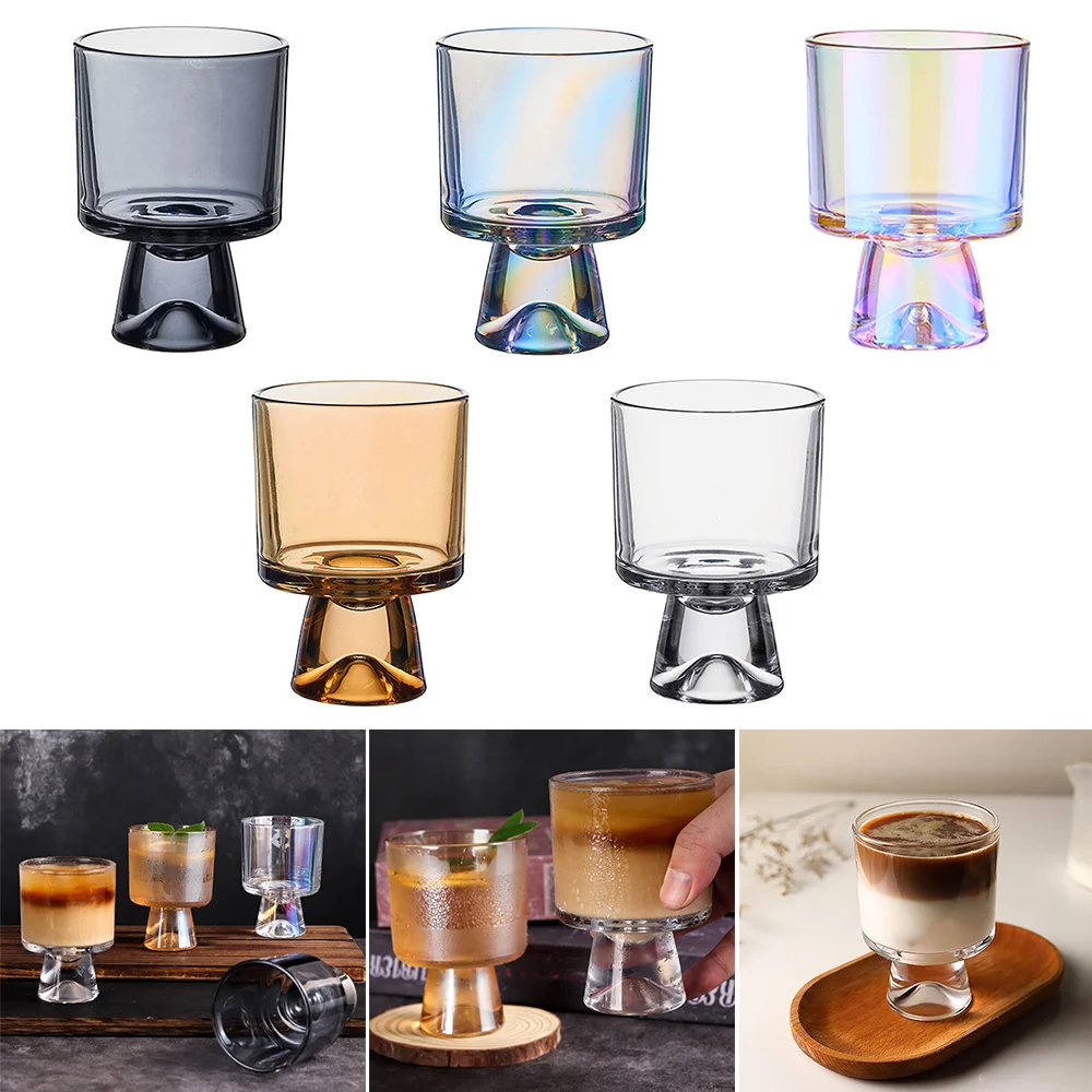 

240ML Colorful Glass Cup Heat Resistant Coffee Mug Double Wall Breakfast Cup Vertical Stacking Glass Iced Juice Cup Wine Glass