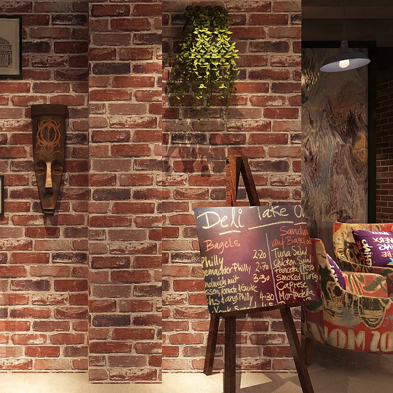 

Retro Nostalgic American Imitation Brick Brick Brick Wallpaper Cafe Bar Restaurant Art Stone Red Brick Wallpaper