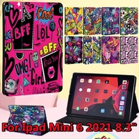 tablet case for apple ipad mini 6 2021 8 3 a2567a2568a2569 flip leather graffiti art tablets accessories shell cover pen