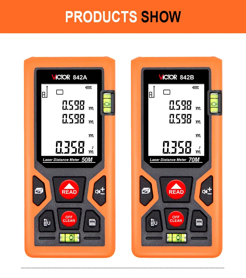 842A Макс. расстояние 50 м Ручной цифровой лазерный дальномер Лазерный класса II