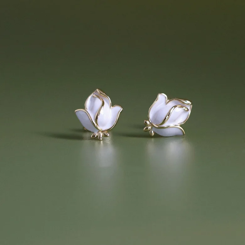 Женские серьги-гвоздики из серебра 925 пробы с эмалью | Украшения и аксессуары