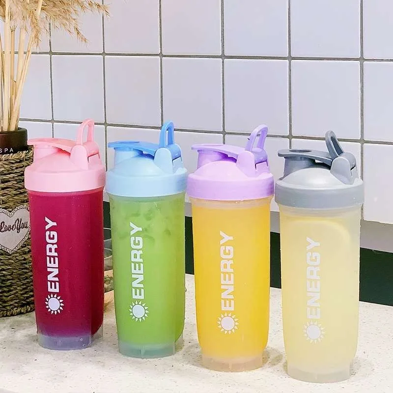 500/700ml Protein karışımı Shaker şişe karıştırma topu ile açık taşınabilir spor sızdırmaz su bardağı yetişkin spor spor salonu BPA ücretsiz