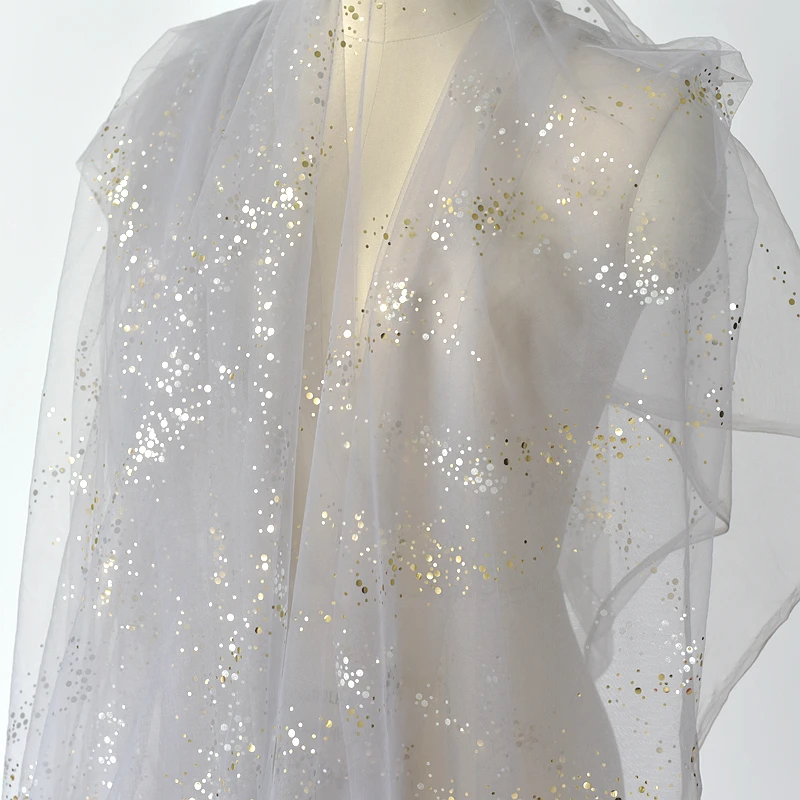 Сетчатая Тюлевая ткань с блестками для шитья одежды платья юбки фонового декора