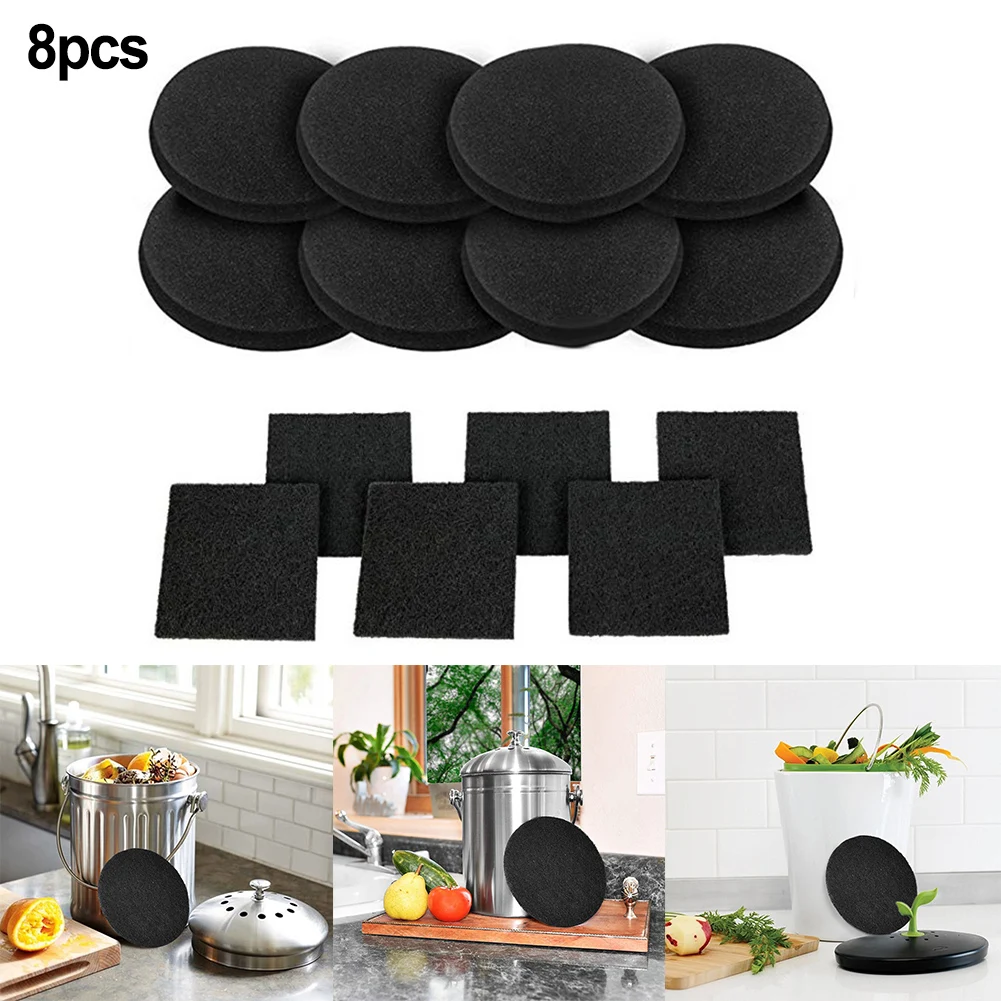 

8PCS Filter Compost Bin Kitchen Carbon Filter Cotton Yard Waste Bins Charcoal Filters For Home Kitchen Clean