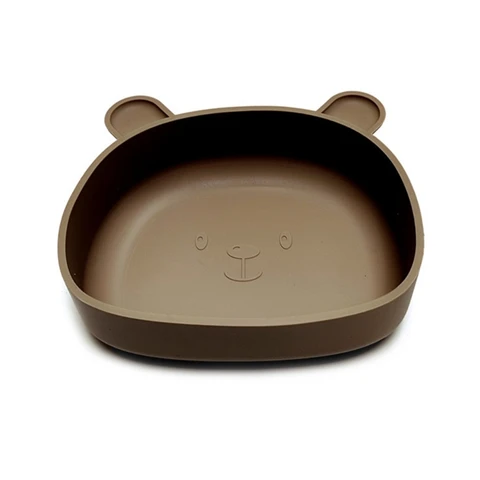 Детская присоска, силиконовая обеденная тарелка с мультяшным медведем, детская тарелка, тренировочная посуда для малышей, миска