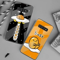 cute cartoon gudetama phone case tempered glass for samsung s20 ultra s7 s8 s9 s10 note 8 9 10 pro plus cover