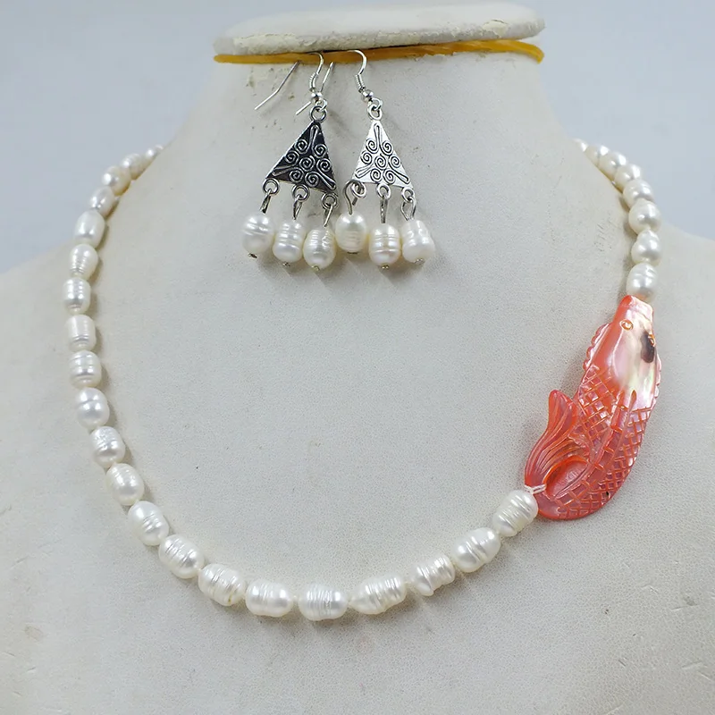 Натуральный культивированный белый жемчуг 7 мм/резная вручную ракушка. Женские