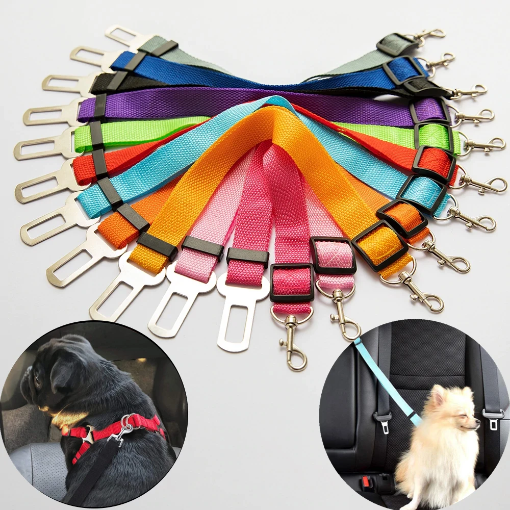 

Pet Dog Cat Car Seat Belt Adjustable Harness Seatbelt Lead Leash for Small Medium Dogs Travel Clip Pet Supplies 13 Colors