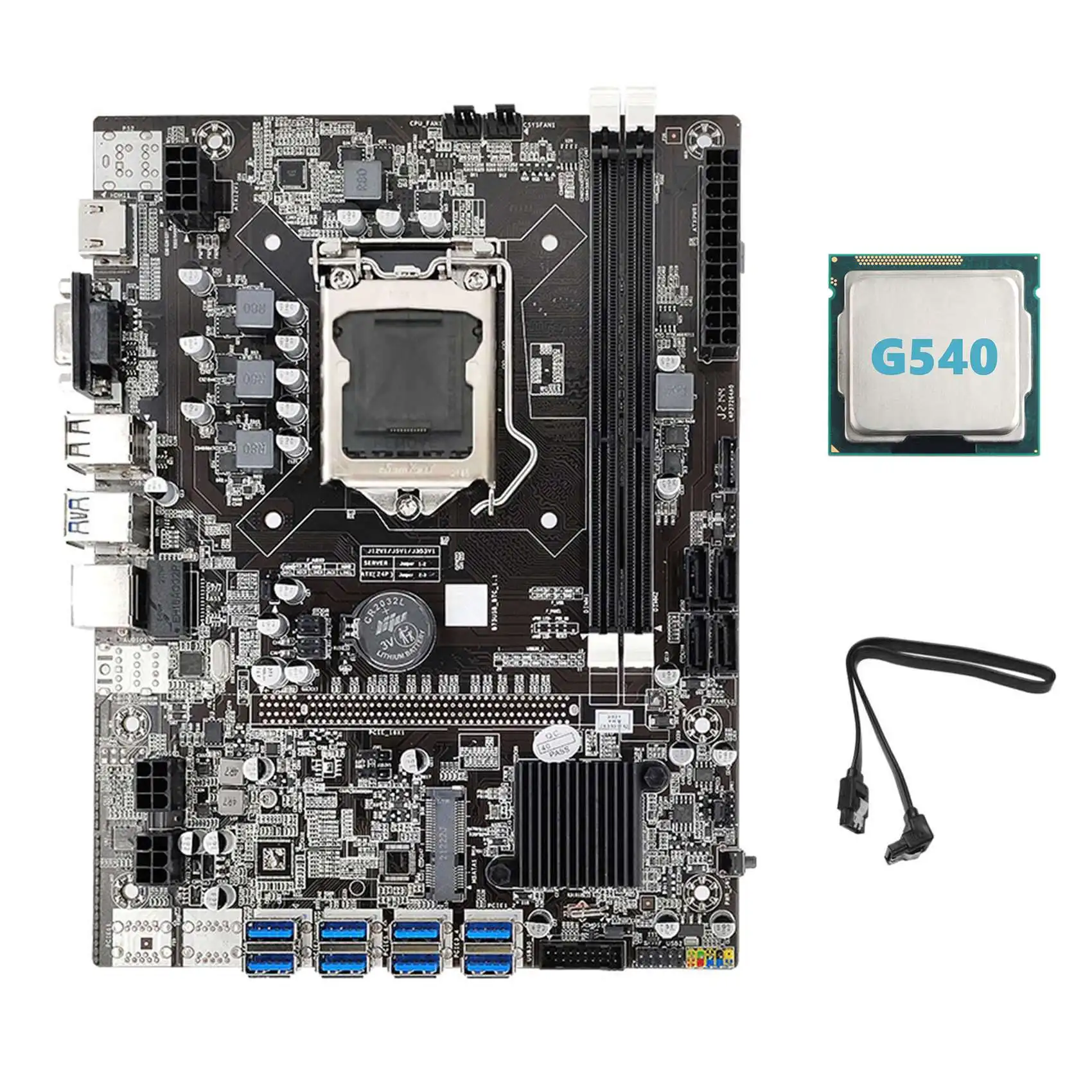 

B75 ETH Mining Motherboard 8XPCIE USB Adapter+G540 CPU+SATA Cable LGA1155 MSATA DDR3 B75 USB BTC Miner Motherboard