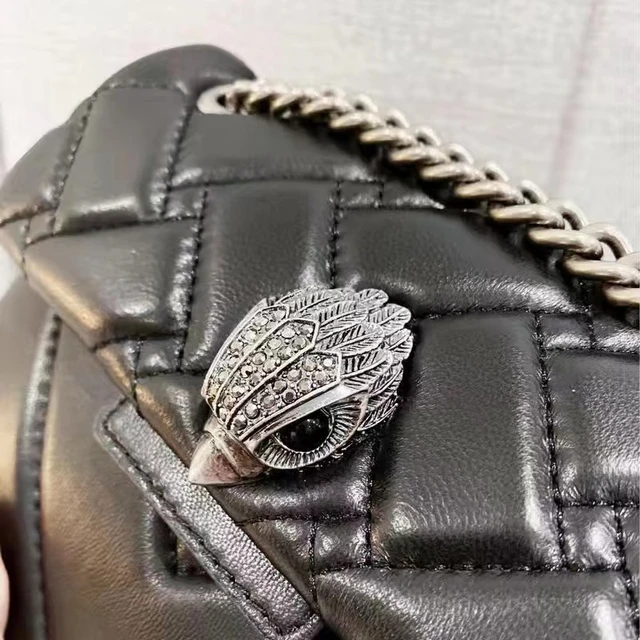 Kurt G London Kensington Black/Silver Chains Women Small Size Crossbody Bag Real Leather Luxury 2